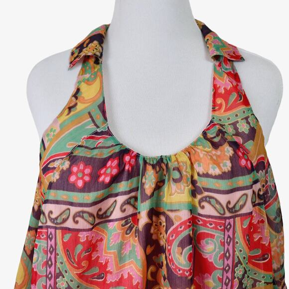 Free People Size S Strawberry Sleeveless Halter Top Paisley Multicolor - Picture 8 of 11